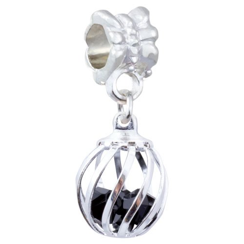 Soufeel Hollow Ball in Black Crystal Silver Plated Dangle Style European Charm Beads Fit All Pandora/troll/chamilia Bracelets