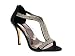 WOMENS DIAMANTE TBAR STILETTO HEELS PARTY WEDDING SHOES SATIN SANDALS BLACK SILVER LADIES BLACK SIZE 7