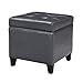 Adeco FT0009-2 Bonded Leather Square Tufted Cubic Cube Storage Footstool, 18