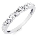 10K White Gold 1/4 Carat tw Diamond Band Ring - Size 7