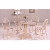 Solid Wood White Wash Round Drop leaf Table and 4 Chairs by Cross