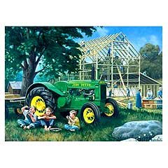 41heAGRAfLL Great American Puzzle Factory John Deere Barn Raising Puzzle