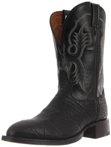 Tony Lama Boots Men's Bullhide CT2036 Boot,Black Bullhide/Black Kid,13 2E US