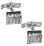 Cufflinks Pair Sterling Silver Zircon Gemstone (cflng234)