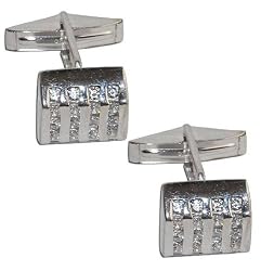 Cufflinks Pair Sterling Silver Zircon Gemstone (cflng234)