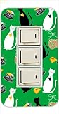 3ヶ口用 3口用 タイプ コンセント スイッチ カバー ジャケット ca805-4 アニマル ネコ キャット 猫 イラスト ティータイム カスタムカバー 交換用 3穴用 2穴用