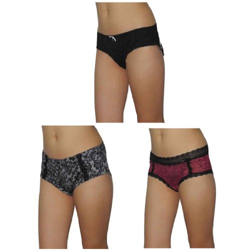 3 PACK: Ladies Marilyn Monroe Sexy Stretch Hipster Brief Panties Underwear / Knickers - Multicolor