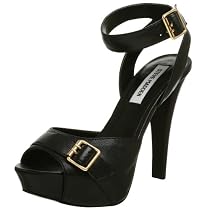 Steve Madden Women's Chrrome Sandal,Black Leather,7 M US
