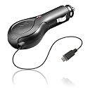 Samsung Galaxy Gio ( S5660 ) KFZ-Ladekabel Autoladekabel 12V / 24V ausziehbar Lader mit Aufrollmechanismus (Kabelrolle, schwarz)