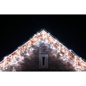 Christmas Icicle Lights, 100 White Bulbs Connectable