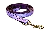 Medium Orchid/Navy Polka Dot Dog Leash: 3/4" wide, 6ft length.