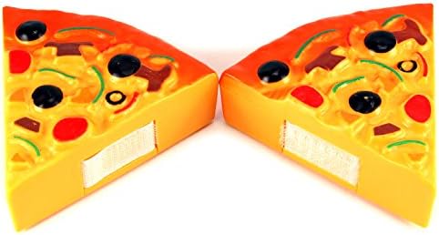 Pretend Cutting Whole Pizza Toy Food Play Set w/ Dummy Pizza Cutter, Spatula, 6 Slice Pizza