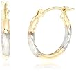 14k Two-Tone White and Yellow Gold Hoop Earrings