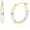 14k Two-Tone White and Yellow Gold Hoop Earrings
