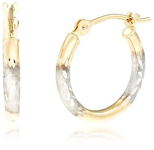 Buy Duragold 14k Two-Tone White and Yellow Gold Hoop Earrings