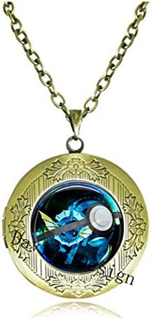 Superb Jewelry® Vaporeon Pokeball Necklace Locket // Pokemon Eeveelutions Jolteon Flareon Vaporeon Glaceon Espeon Umbreon Leafeon Sylveon // Gift Idea Cosplay-a19