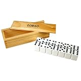 Double 9 Tournament Size Dominoes w/spinners in Wooden Box - 55 tournament size tiles