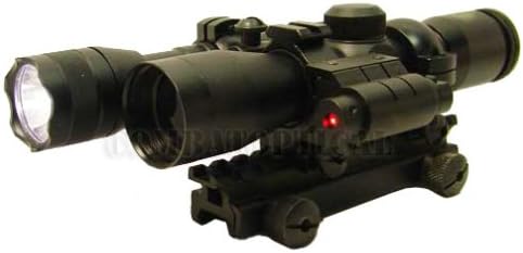 4x30 Tactical Scope AR15 Flat top riser tri-ring mount with strobe flashlight and laser sight