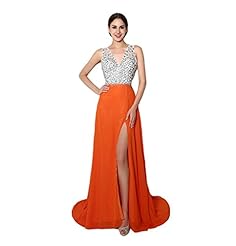 V-neck Chiffon/Tulle Cocktail Tank Glittering Backless Crystal Evening Dress/Homecoming Dress/Prom Dress/Party Dress  with a Court Train 