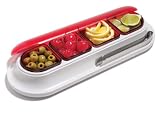 Metrokane Bartender's Garnish Tray, White with Translucent Red Cover