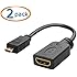 Cable Matters 2 Pack, Gold Plated Micro HDMI to HDMI Male to Female Cable Adapter 6 Inch