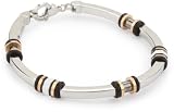 Invicta "Giusto" Polished Agate And Onyx Stones Two-Tone Silver Bangle