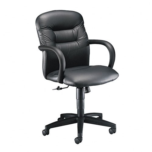 HON Products - HON - Allure Managerial Mid-Back SwivelTilt Chair Black Leather - Sold As 1 Each - Memory foam in the seat cushion adapts to your body to reduce stress on pressure points - Fully upholstered back for a neat appearance - High-resilient base
