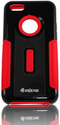 Apple iPhone 5C Gr8Case Case Protective Flexible Rubber and Plastic 2Grip Hybrid Case - Black/Red