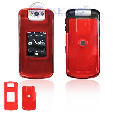 Crystal Clear Red Transparent Snap-On Cover Hard Case Cell Phone Protector for BlackBerry Pearl 8220 Flip
