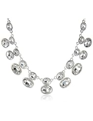 Napier "Crystal Glam" Silver-Tone and Crystal Frontal Necklace, 19"