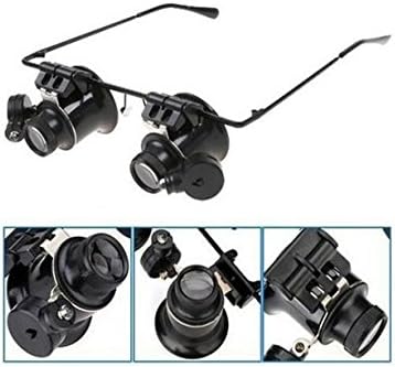Greenery BigEye 20X Bright Light Repairing Magnifier Two Eyepieces High Magnified Glass Weak Sight Helper with Sturdy Metal Frame