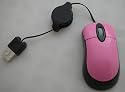 Pink Retractable Mini Optical Netbook Mouse Compatible with HP Mini Netbooks