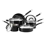 Rachael Ray Stainless Steel II Colors Dishwasher Safe 10-Piece Cookware Set, Black