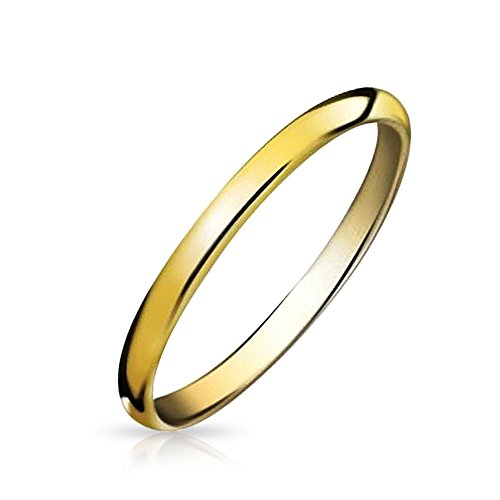 Bling Jewelry Gold Plated Tungsten Unisex Wedding Band Ring 2mm