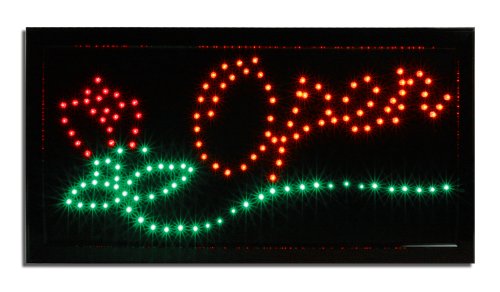 LED Neon Lighted Open Business Sign - Florist Floral Shop - Store Open Sign