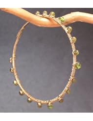 Peridot Bangle Bracelet, Choice of 14k Gold or Sterling Silver