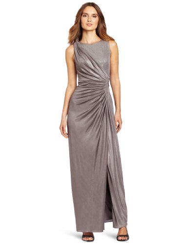 Adrianna Papell Women's Glazed Jersey Gown, Silver, 8