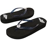 NFL Denver Broncos Ladies Wedge Flip Flops - Black (9/10)
