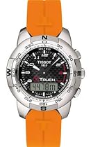 Tissot Men's T-Touch Polished Titanium Orange Rubber Watch #T33.7.878.92
