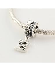 Multi-choice 925 Sterling Silver Initial Letter Alphabet A to Z Dangle Charm Bead Compatible with Pandora 1pc