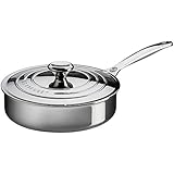 Le Creuset Tri-Ply Stainless Steel Saute Pan with Lid, 3-Quart