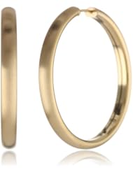 Italian 14k 30mm Round Gold Satin Finished Hoop Earrings