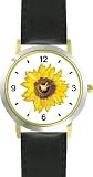 41heyQLSnHL. SL160  Sun Flower or Sunflower   WATCHBUDDY® DELUXE TWO TONE THEME WATCH   Arabic Numbers   Black Leather Strap Childrens Size Small
