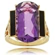 Large Amethyst Onyx Diamond Ring in Solid Yellow Gold