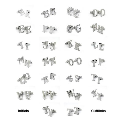 Personalized Silver Tone Initial Cufflinks