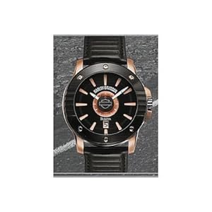 Harley-Davidson® Bulova Black dial watch. Two-tone stainless steel case, Rose-gold and black. Luminous. WR50m/165ft. 78B115 (Watch)