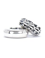 Set of 2 - Bella Fascini Olive Leaf & Smooth Mix - Solid 925 Sterling Silver European Spacer Bead Charm - Compatible Brand Bracelets : Authentic Pandora, Chamilia, Moress, Troll, Ohm, Zable, Biagi, Kays Charmed Memories, Kohls, Persona & more!