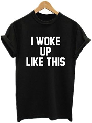 Myriasea Womens Tshirts I Woke up like this Tops - Black -3XL