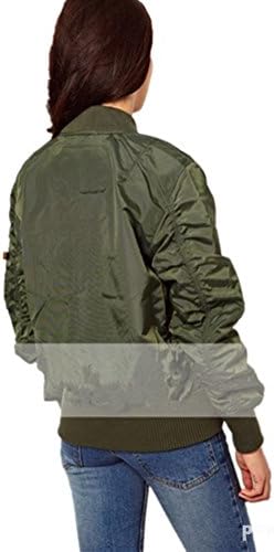 Haolicheng Women's Classic Zip up Short Padded Bomber Quilted Jacket Coat Green M