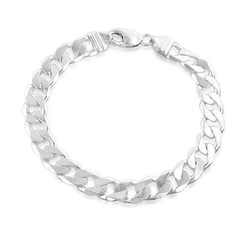 Men’s Sterling Silver Heavy Curb Link Bracelet 9″